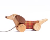 Wooden Dog Pull Toy, 1st birthday gift, Dachshund Toy
