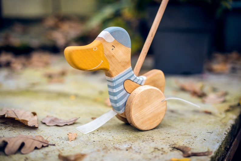 Wooden Push Toy 1 Year Old Gift Eco Friendly Push Along Duck Etsy