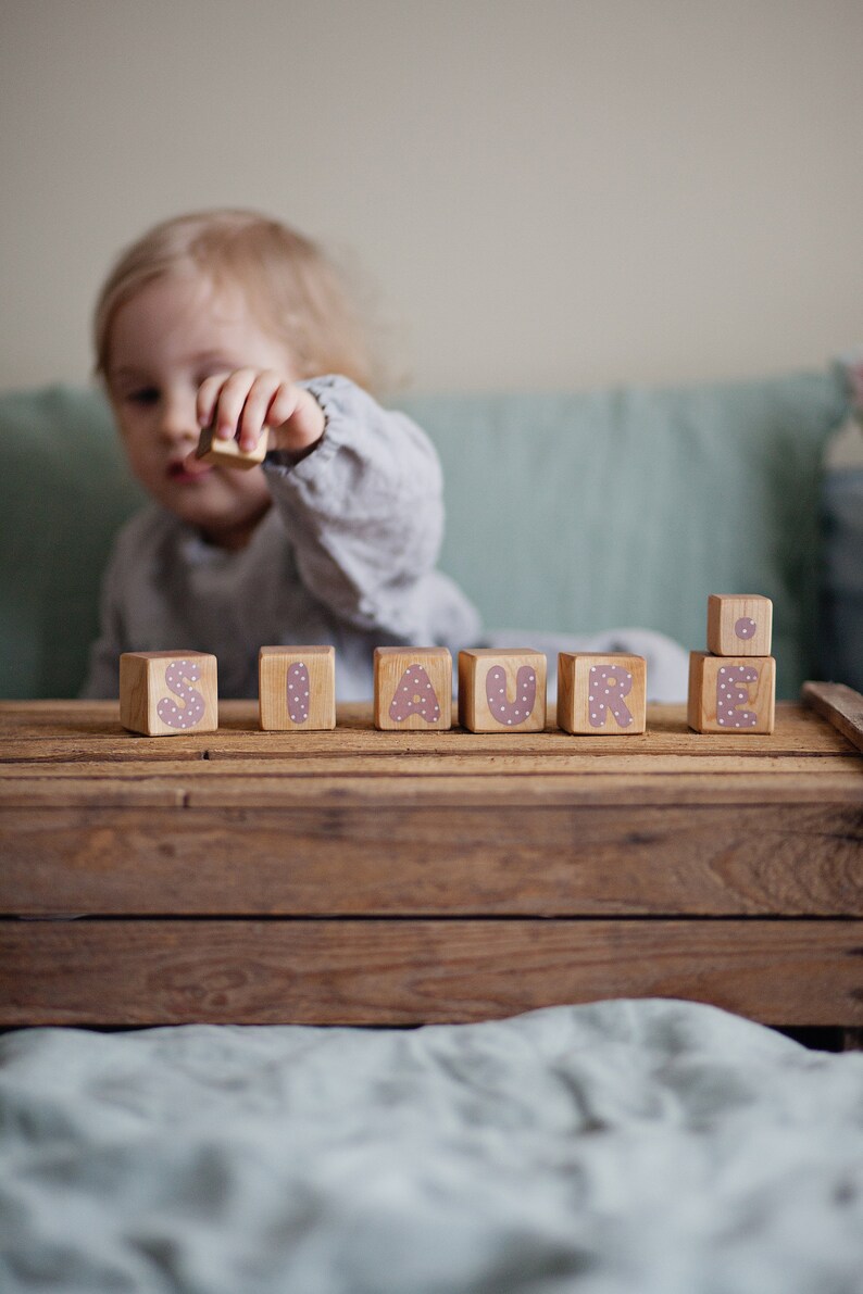 Personalized Blocks for Baby Wooden Name Blocks Lilac Purple Etsy