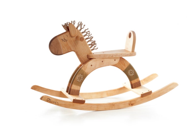 Wooden Toy, Rocking Horse, Personalized Kids Toy, Engraved Ride on Toy green