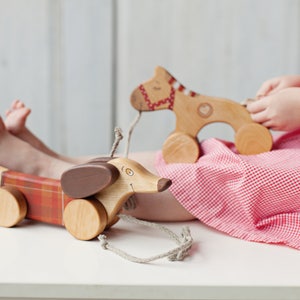 Personalized Wooden Toy Red Dog eco-friendly pull along kids toy image 5
