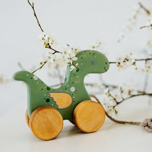 Wooden Dragon Toy, Natural Wood Toys, Wooden Pull Toys for Toddlers image 6