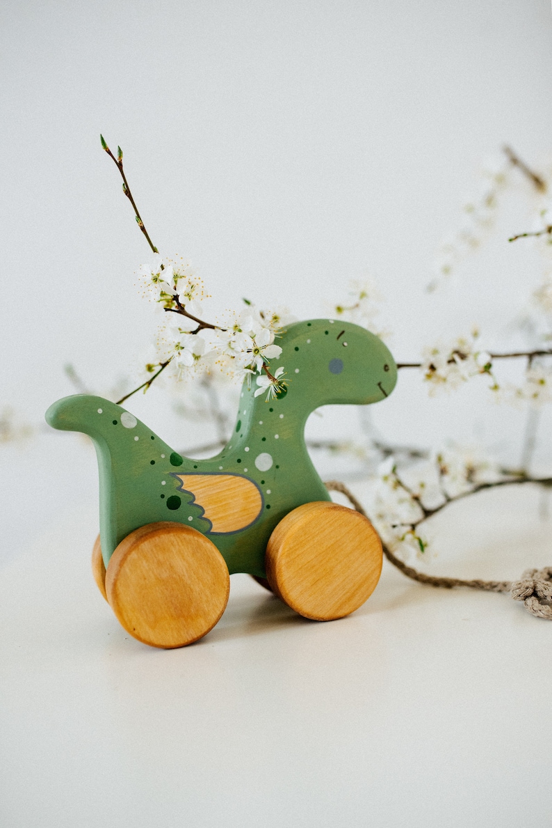 Wooden Dragon Toy, Natural Wood Toys, Wooden Pull Toys for Toddlers image 6