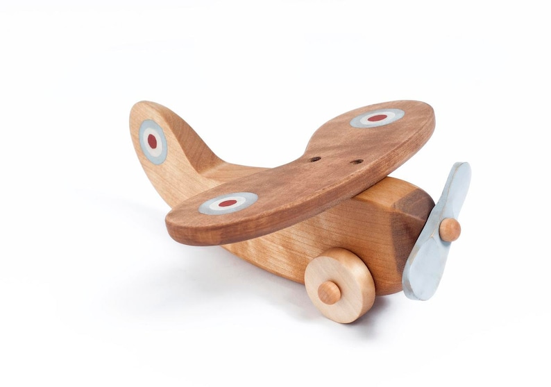 Wooden Plane Toy for 3 Year Old, Wooden Toys for Boys, Airplane Baby Shower Gift image 2