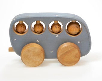 Wooden Bus, Wooden Toy Car, Organic Toddler Toys, Wood Toy Bus, Wooden Toys For Kids