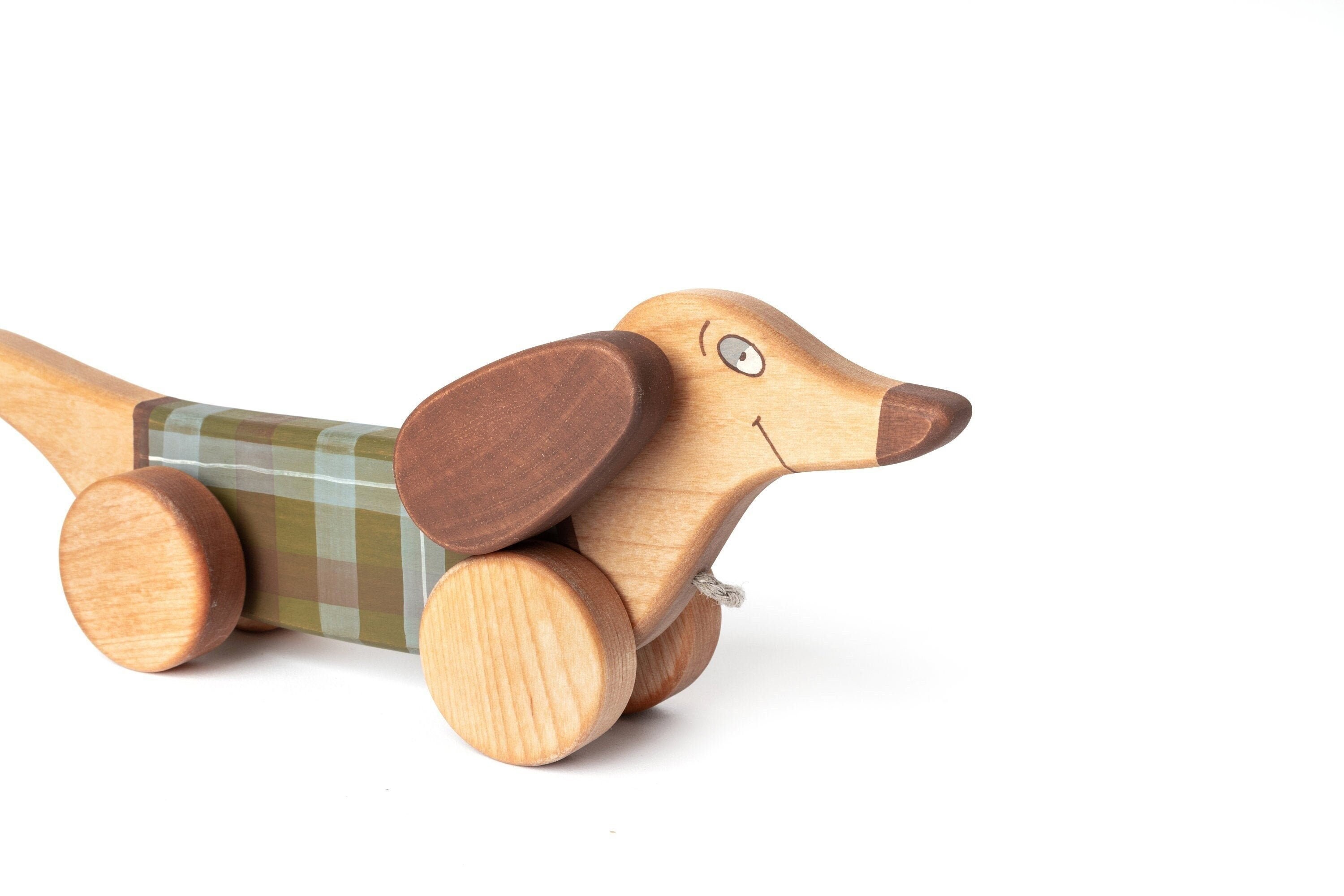 Dackel Der brave Waldi Vintage Holzspielzeug Nachzieher Hund
