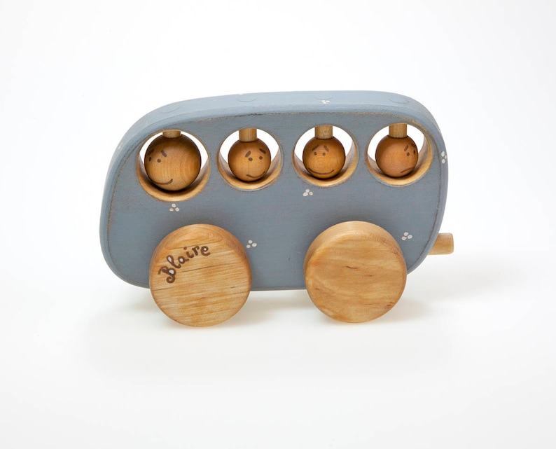 Wooden Toddler Toys, Montessori Toys, Wood Toy Bus, Wooden Toy Cars, Heirloom Toys, Handmade Wooden Toys image 3