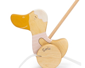 Duck Push Toy for kid, Wooden Toy for Toddler Girl