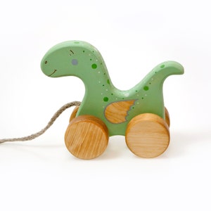 Wooden Dragon Toy, Natural Wood Toys, Wooden Pull Toys for Toddlers image 1