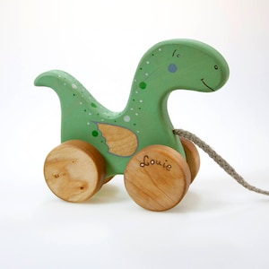 Wooden Dragon Toy, Natural Wood Toys, Wooden Pull Toys for Toddlers image 2