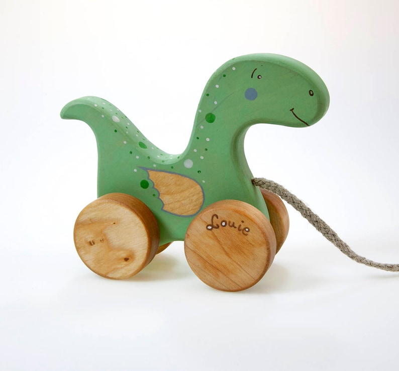 Wooden Dragon Toy, Natural Wood Toys, Wooden Pull Toys for Toddlers image 2