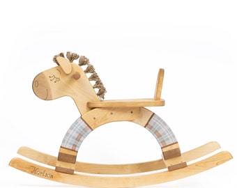 Handmade Wooden Rocking Horse, Personalized Birthday Gift for Toddlers