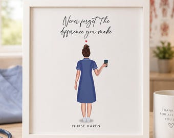 Nurse print, nurse gift, personalised nurse, personalized nurse, nurse retirement, nurse appreciation, thank you nurse, RGN, amazing nurse