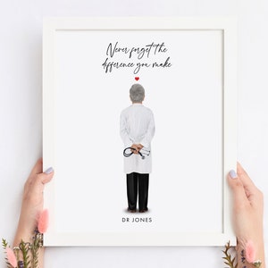 doctor gift, GP gift, doctor retirement gift, doctor appreciation, male doctor print, personalised doctor, personalized doctor, thank you dr