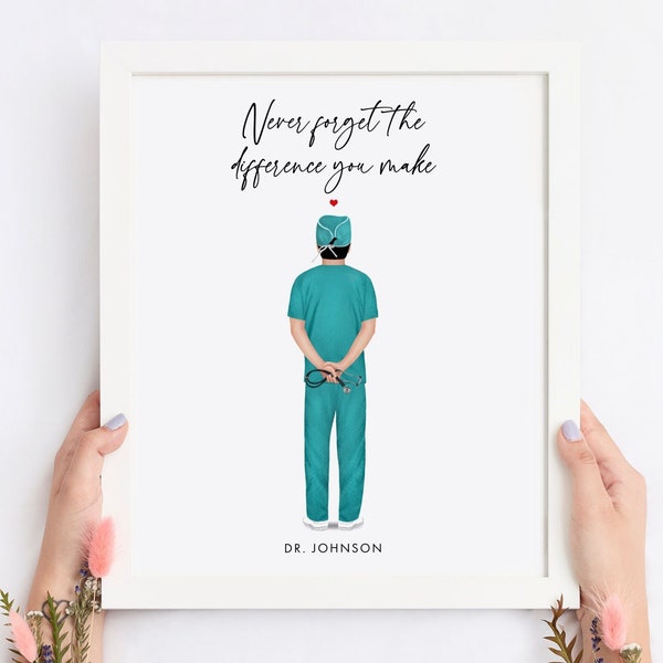 doctor gift, surgeon gift, male doctor print, personalised doctor, personalized doctor, thank you doctor, retirement gift for doctor