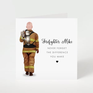 Firefighter thank you card, personalised, rescue worker, fireman, essential worker, real life hero, saving lives, retirement card