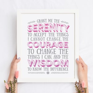 Serenity Prayer Print, citazioni sulla salute mentale, citazione religiosa, citazione ispiratrice, citazione positiva, Poster tipografico, Wall Art, citazioni sagge