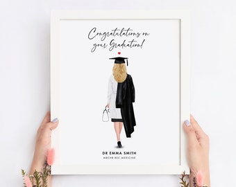Doctor graduation gift for her, medical graduate, congratulations graduate, female graduate, class of, daughter gift, sister, cap and gown