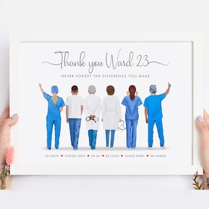 cadeau médecin, impression infirmière, infirmière personnalisée, équipe d'infirmières, cadeau personnel, médecin personnalisé, service merci, cadeau hôpital, service merci