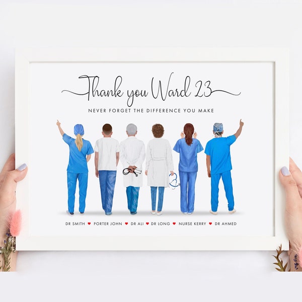 doctor gift, nurse print, personalised nurse, nurse team, staff gift, personalized doctor, thank you ward, hospital gift, thank you ward