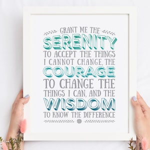 Stampa di preghiera della serenità, citazioni sulla salute mentale, citazione religiosa, citazione ispiratrice, citazione positiva, poster tipografico, arte murale, citazioni sagge