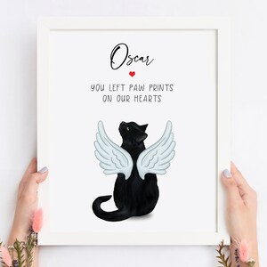 Cat remembrance personalised print, pet memorial, cat loss gift, pet sympathy gift, cat remembrance, you left paw prints on, cat memory gift