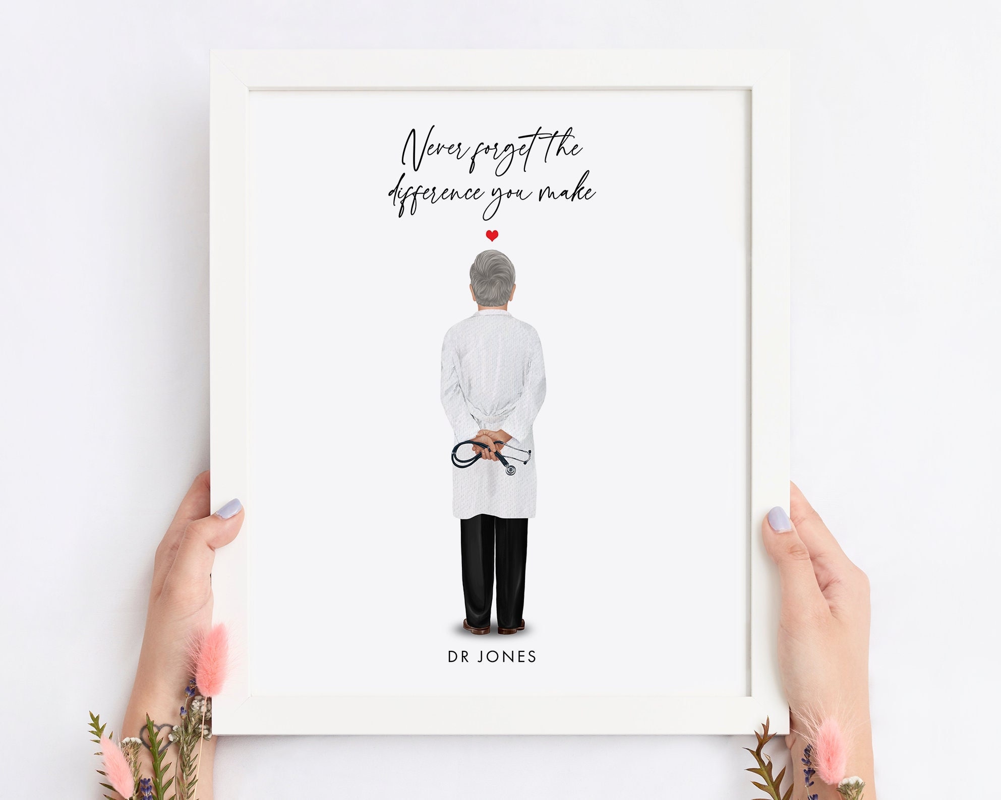 doctor gift, GP gift, doctor retirement gift, doctor appreciation, male doctor print, personalised doctor, personalized doctor, thank you dr