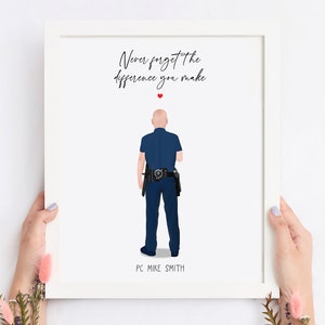 Impression de policier, cadeau de policier, cadeau de retraite de police, cadeau de services d'urgence, cadeau de remerciement, personnalisé, personnalisé