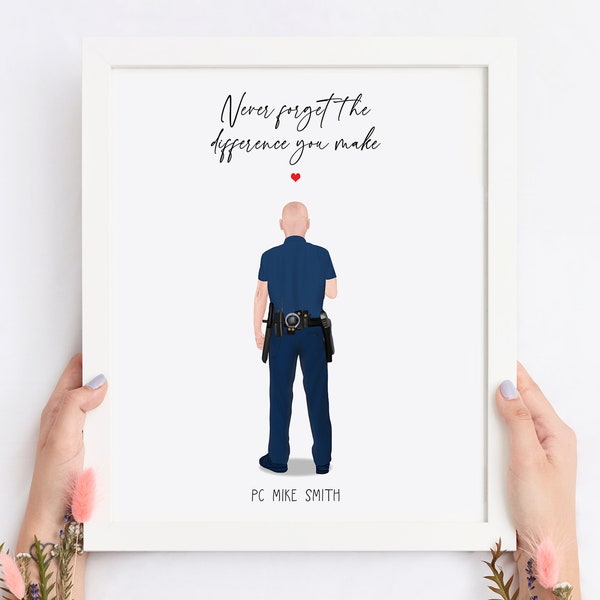 Police officer print, policeman gift, police retirement gift, emergency services gift, thank you gift, personalised, personalized