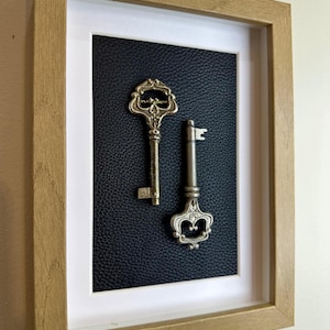 Framed Antique Keys Assemblage – Mixed Media Wall Art