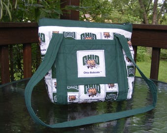 Ohio University Handmade Machine Quilted Shoulder Bag