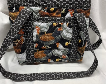 Chicken  Handmade Machine Quilted Purse