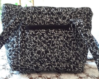 Black and Grey  Handmade Machine Quilted Purse