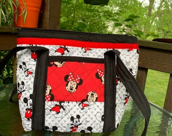 Mickey  Minnie Mouse Machine Quilted Handmade Shoulder Bag