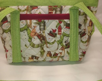 Snowman  Machine Quilted Purse