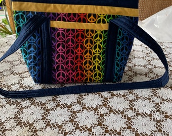 Handmade Machine Quilted Peace Purse