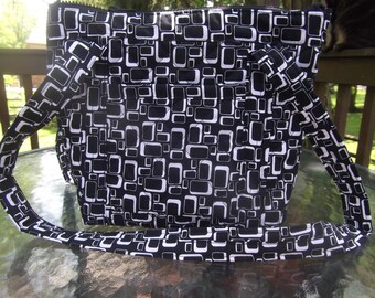 Black and  White Handmade Machine Quilted Purse