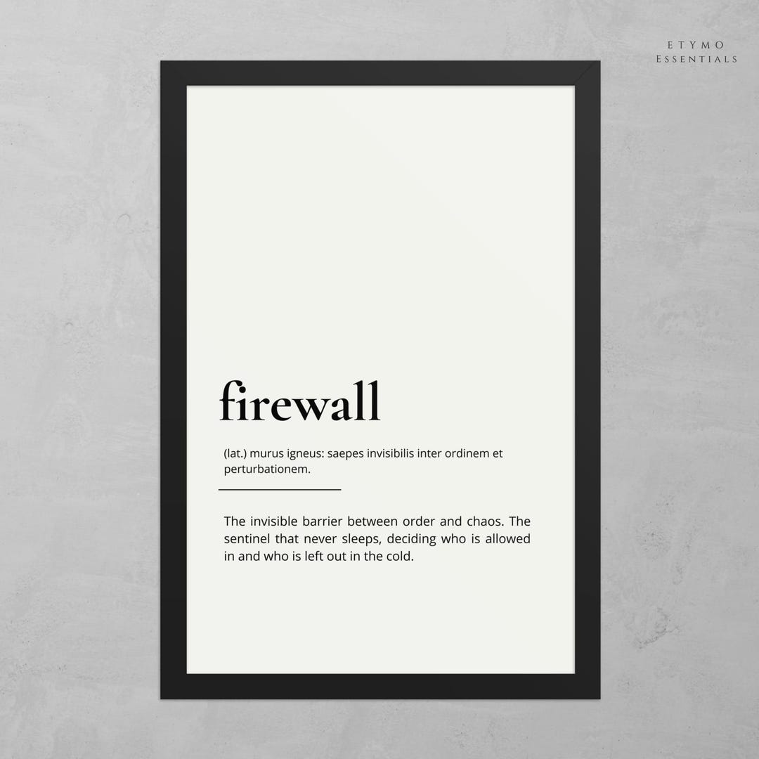 Wirefall Meaning Firewall Definition Wall Art - Cybersecurity Decor - Minimalist Tech ...