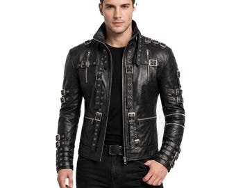Michael Jackson Rock Concert Jacket MJ Bad Album Cover Jacket Steampunk Gothic Buckle Coat