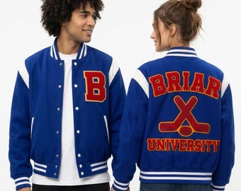 Off Campus Briar University Jacket Garret Graham Oversized Varsity Jacket Unisex Wool Hockey Costumes
