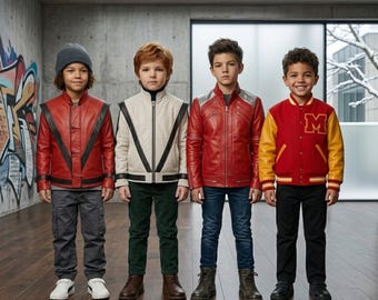Kids Michael Jackson Beat It Jacket MJ Thriller Concert Costume Children's Pop Biker Coat