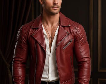 Men Leather Biker Jacket Brando Quilted Motorcycle Jacket Casual Party wear Outfits