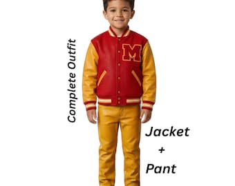 Michael Jackson Kids Thriller Jacket MJ Leather Varsity Jacket Children Letterman Beat It Costume