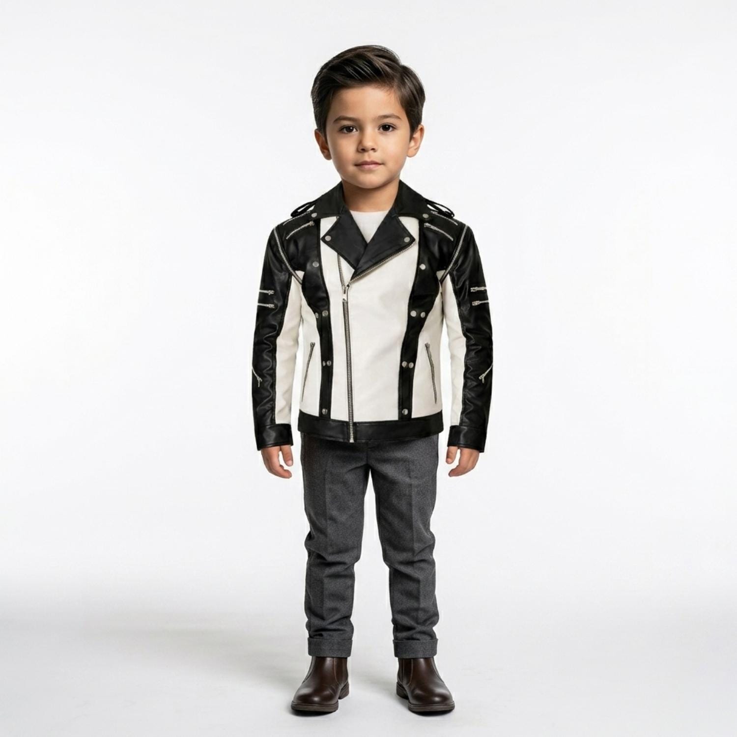 Kids Michael Jackson Beat It Jacket MJ Thriller Pepsi Punk Costumes Children Zipper Jacket