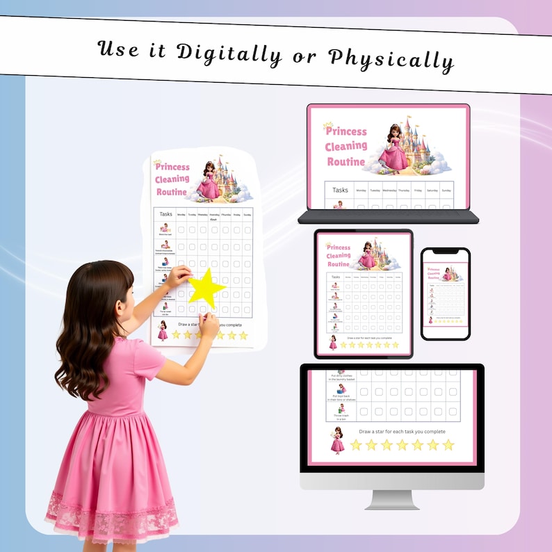 Princesse Routine Princess Cleaning Routine Chart – Kids Visual Weekly Planner (PDF ...