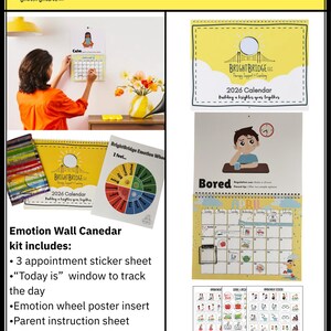 Kids' Emotional Regulation Calendar | Appointment Stickers + Emotion Wheel | OT-Informed Family Calendar | Neurodivergent Friendly