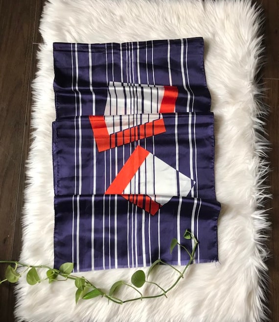 Vintage Long Rectangular Scarf  with Geometric De… - image 3