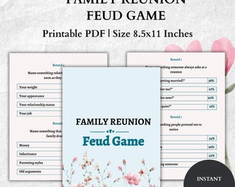 Family Reunion Feud Game – Minimalist Gathering Activity (Instant Download)