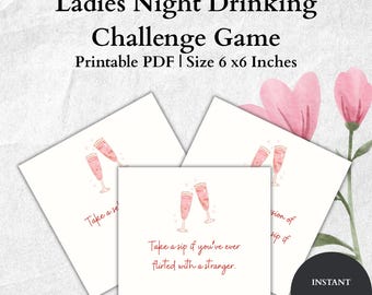 Ladies Night Drinking Challenge Game – Minimalist Party Activity (Instant Download)
