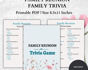 Family Reunion Trivia Game – Minimalist Gathering Activity (Instant Download)